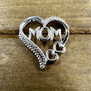 Sterling Silver “Mom” Heart Pendant